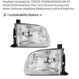 AXLAHA Headlight Assemblies Pair 00-04 Toyota Tundra Sequoia Chrome Halogen HB2